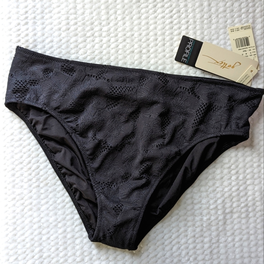 Profile By Gottex Bikini Bottom Black Lace Women's 16